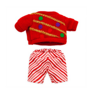 Disney NuiMOs Outfit Red Holiday Sweater with Candy Cane Striped Pants New Card