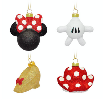 Disney Parks Minnie Mouse Body Parts Glitter Christmas Ornament Set New with Box