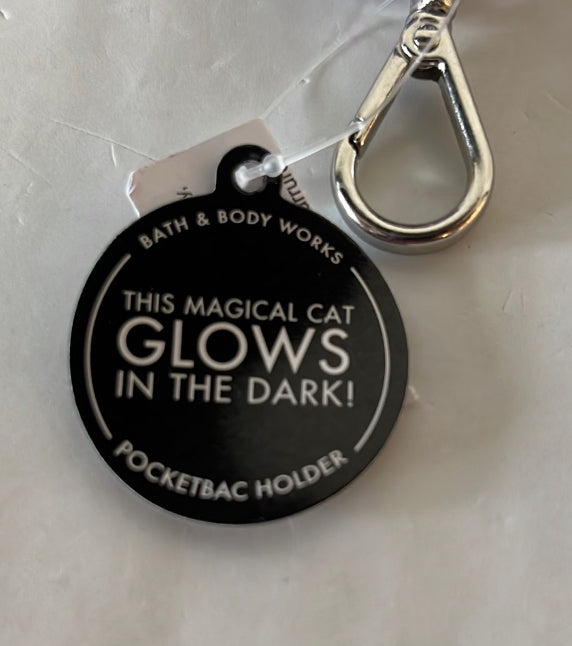 Bath and Body Works 2022 Halloween Black Cat Pom Pocket* Bac Holder Keychain