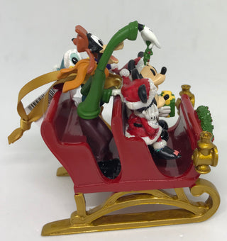 Disney Parks Mickey Minnie Goofy Donald Santa Sleigh Ornament New