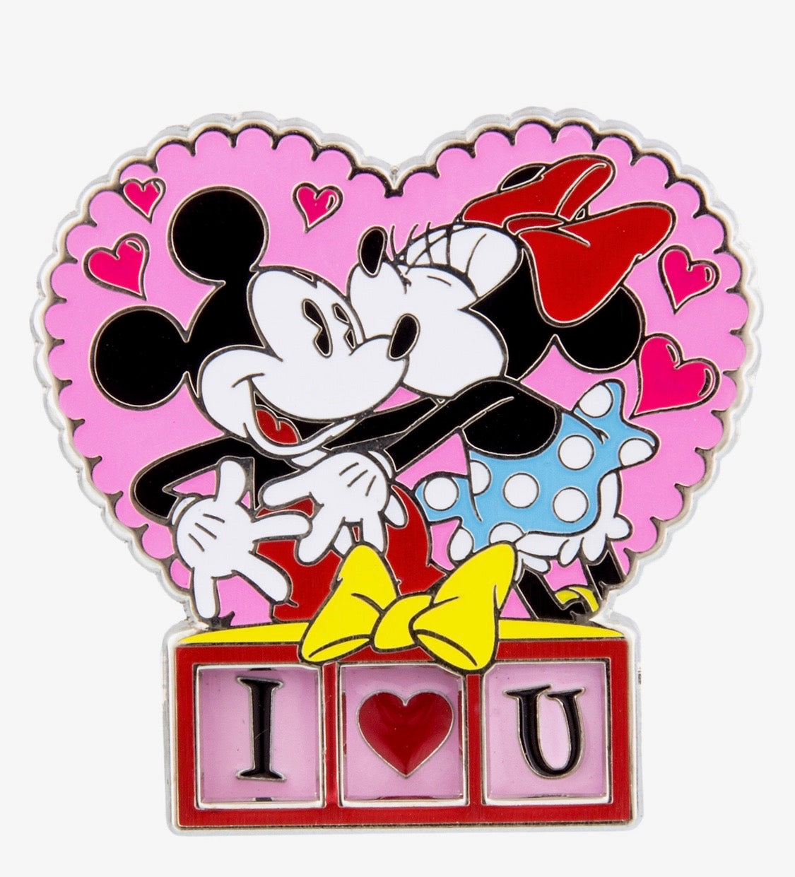 Disney Parks Mickey and Minnie I Love You Heart Pin New with Card