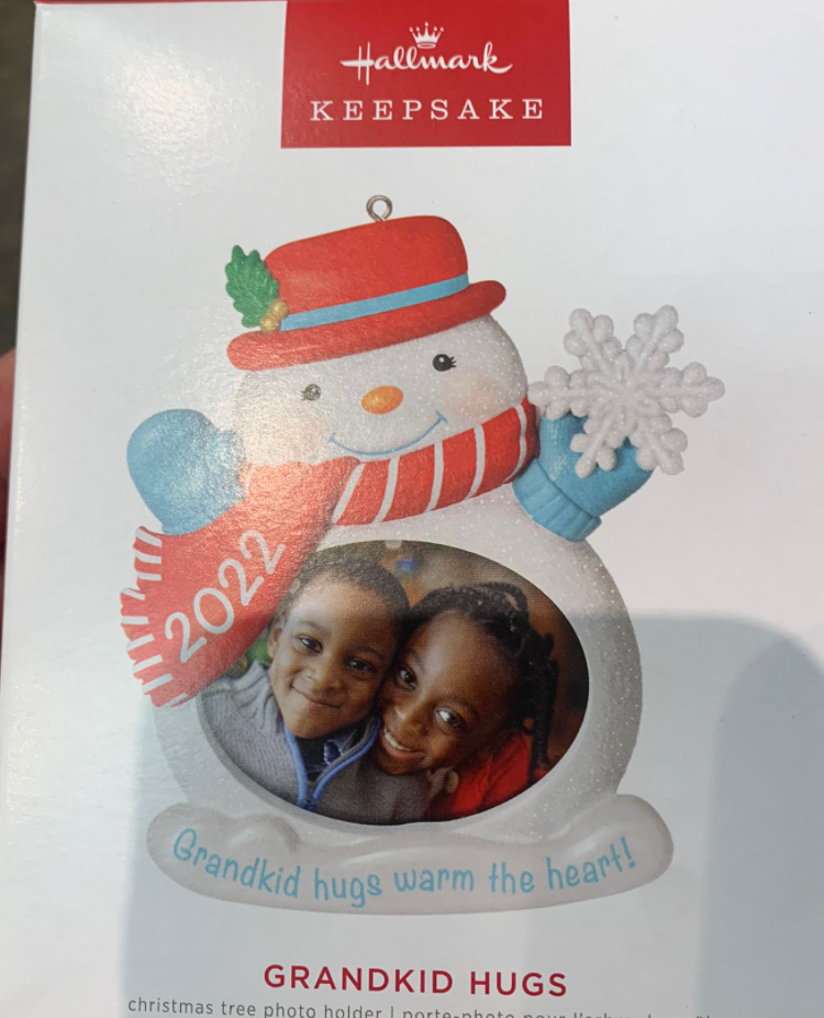 Hallmark 2022 Grandkid Hugs Snowman Photo Frame Christmas Ornament New With Box