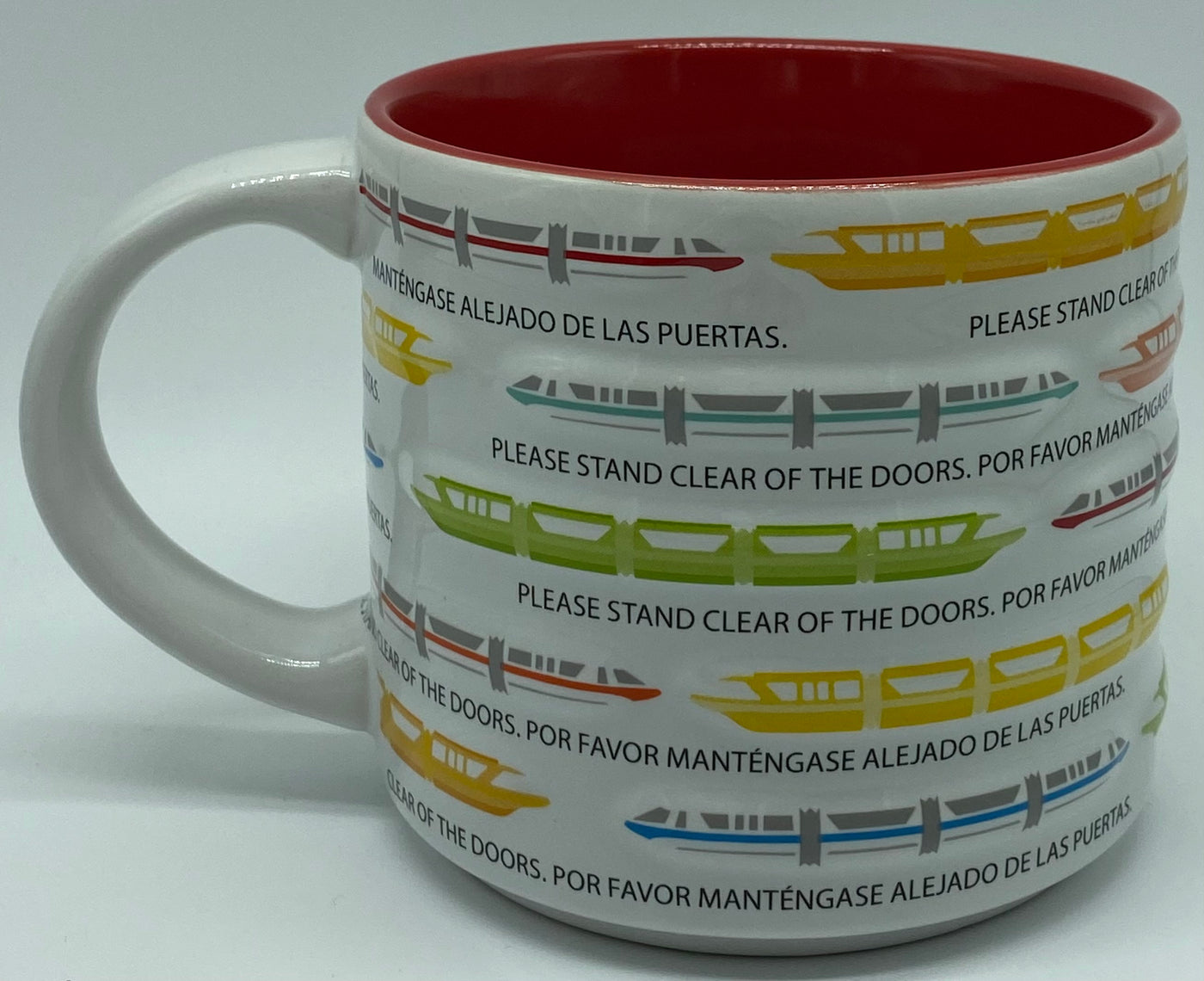 Disney Parks Monorail Please Stand Clear of the Doors Por Favor Coffe Mug New