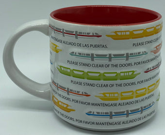 Disney Parks Monorail Please Stand Clear of the Doors Por Favor Coffe Mug New