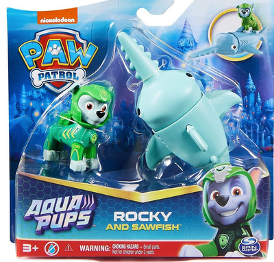 Paw Patrol Aqua Pups Rocky and Sawfish Figure Toy New With Box