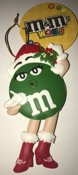 M&M's World Christmas Ornament Green Santa New with Tag