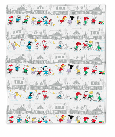 Hallmark Christmas Peanuts Gang Ice Skating Throw Blanket New with Tag