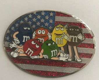 M&M's World USA Flag Characters Group Metal Magnet New