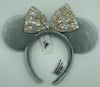 Disney Parks Mickey Minnie Mouse Ears Winter Frost Gray Quilted Bow Headband New