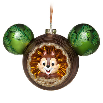 Disney Parks Chip 'n Dale Glass Mickey Icon Ornament New with Tags
