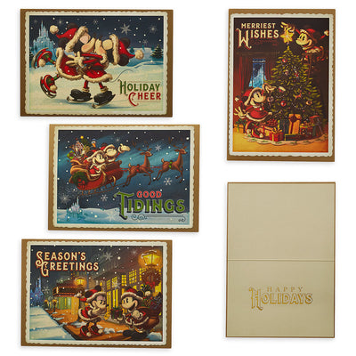 Disney Parks Turn Century Santa Mickey Minnie Holiday Cheer Greeting Cards New