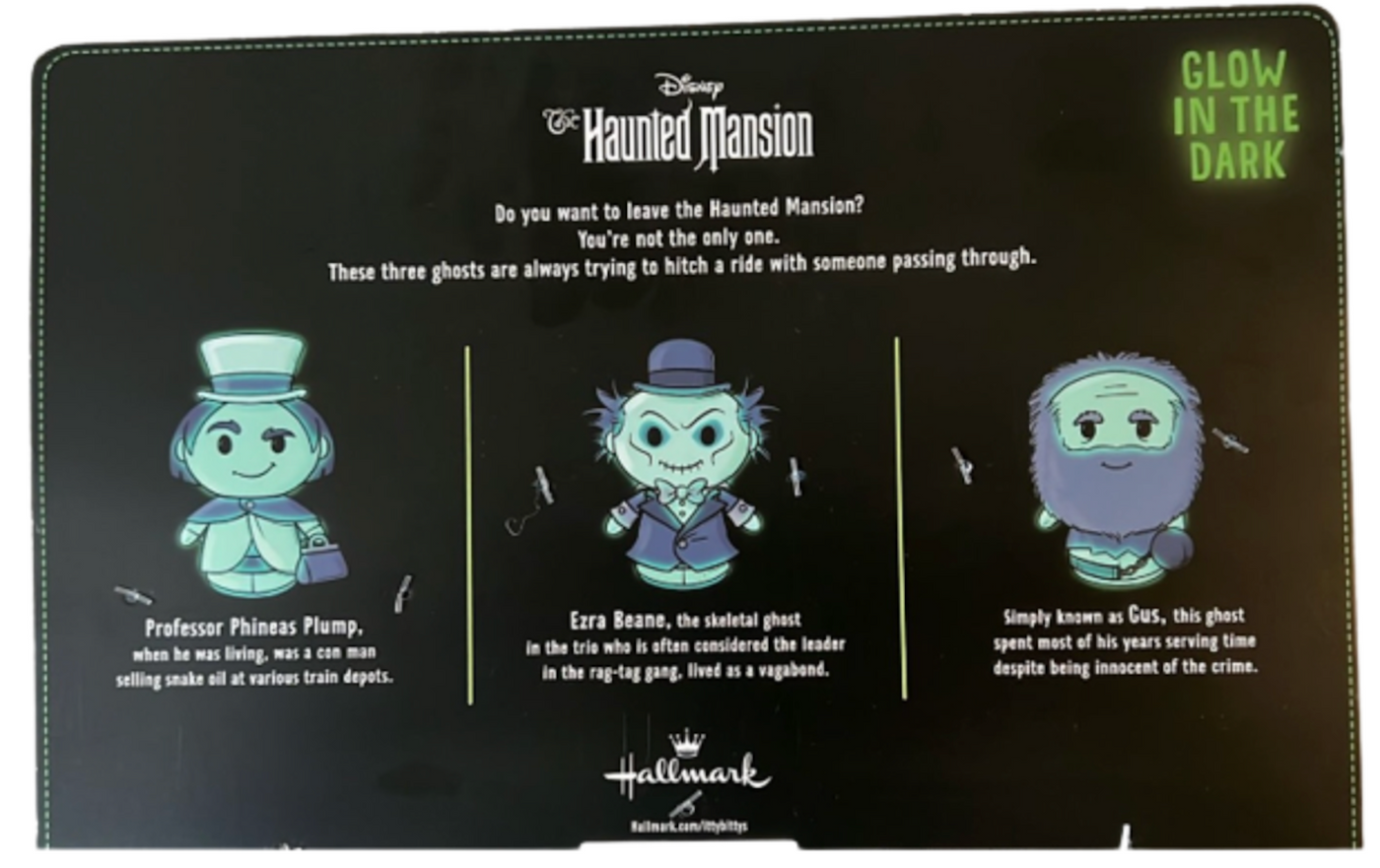 Itty Bittys Disney Haunted Mansion Phineas Ezra Gus Glow in the Dark Plush New