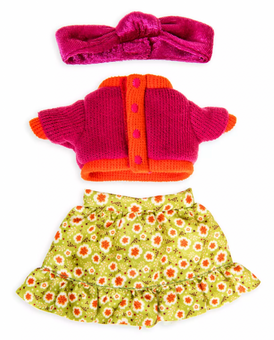 Disney NuiMOs Outfit Color Blocked Sweater Floral Skirt with Matching Headband
