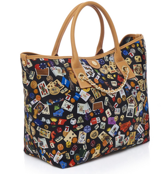 Macao Life is a Game Black Tote Bag Made in Italy by Divo Diva New