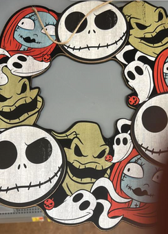 Disney Nightmare Before Christmas Jack Sally Zero Halloween MDF Wreath Decor New