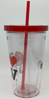 M&M's World I Love Las Vegas Red Characters Tumbler with Straw New