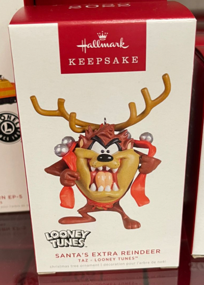 Hallmark 2022 Looney Tunes Taz Santa's Extra Reindeer Christmas Ornament New Box