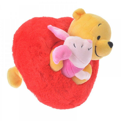 Disney Store Japan Valentine Winnie the Pooh & Piglet Heart Plush New with Tags