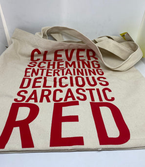 M&M's World Red Delicious Sarcastic Clever Character Canvas Tote New with Tag