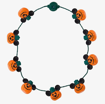Disney Parks Halloween Mickey Pumpkin Glow Light Up Necklace New with Tags