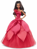 Barbie Signature 2022 Holiday Barbie Doll Dark Brown Wavy Hair with Doll Stand