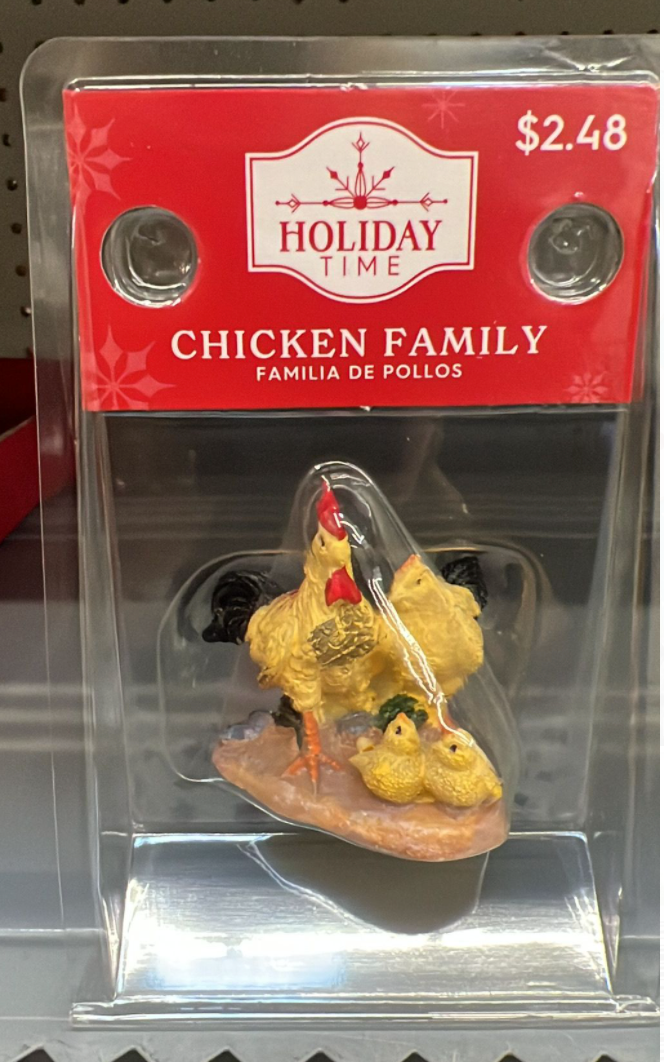 Holiday Time Chicken Family Christmas Mini Figurine New With Box