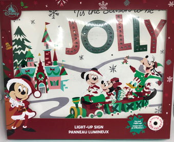 Disney Parks Holiday Mickey and Friends Christmas Train Light Up Sign New Box