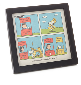 Hallmark Peanuts Lucy and Snoopy Kindness Cartoon Framed Art Quoted Sign New