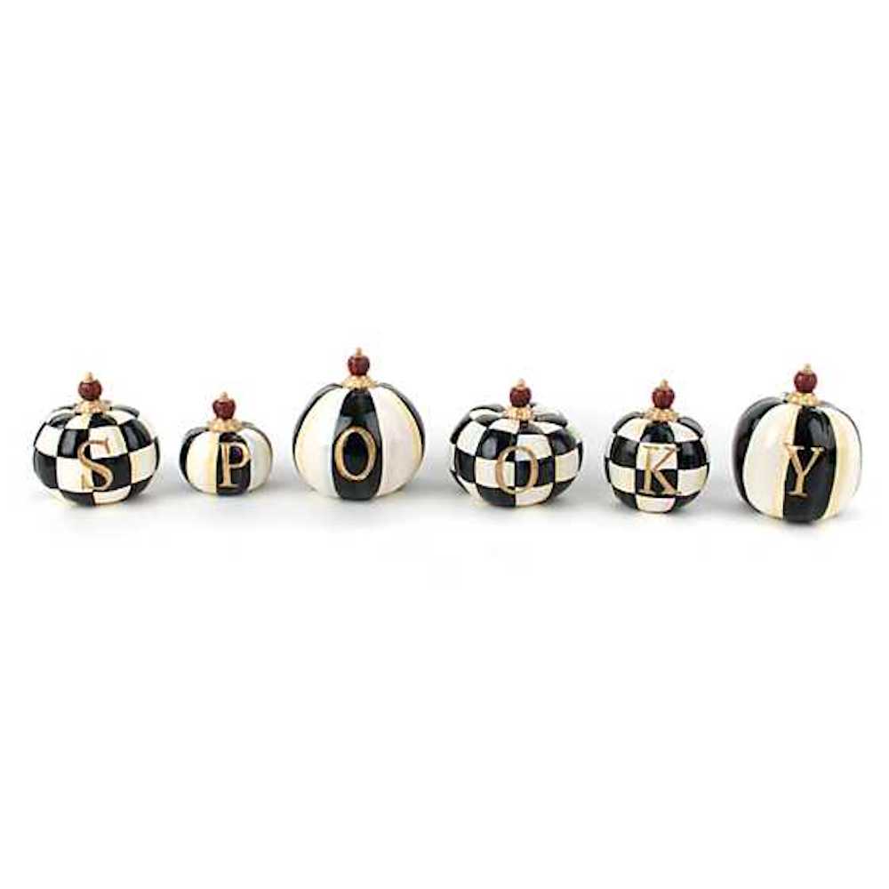 MacKenzie-Childs Halloween Spooky Pumpkins Set of 6 New with Box