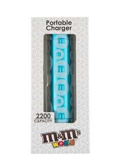 M&M's World Turquoise Tube Power Bank New with Box