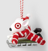 Sledding Bullseye Dog with Knit Scarf Christmas Tree Ornament Wondershop New