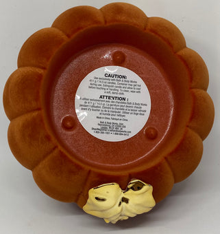 Bath and Body Works 2021 Pedestal Flocked Pumpkin 3 Wick Candle Holder New