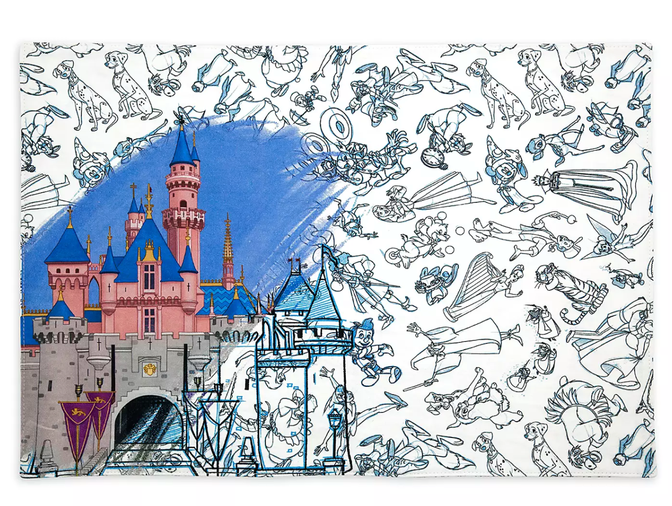 Disney Parks Sleeping Beauty Castle Ink & Paint Reversible Placemat New with Tag