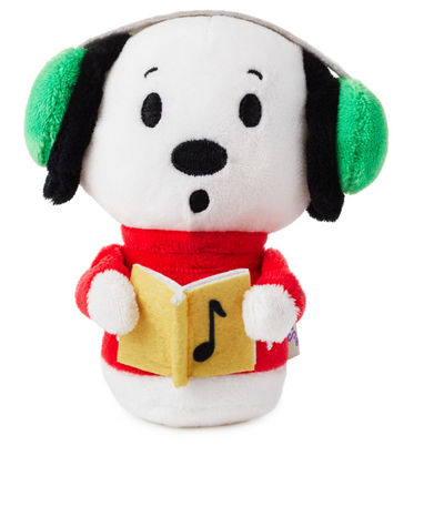 Hallmark Christmas Itty Bittys Peanuts Snoopy Caroling Musical Plush New w Tag