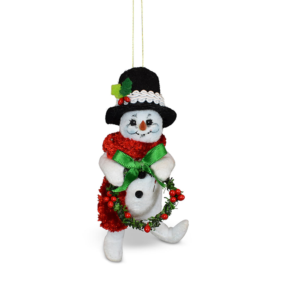Annalee Dolls 2022 Christmas 4in Crimson Crush Snowman Ornament Plush New w Box