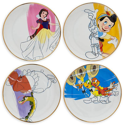 Disney Parks Ink & Paint Ceramic Salad Plate Set of 4 '30s - '40s New with Box