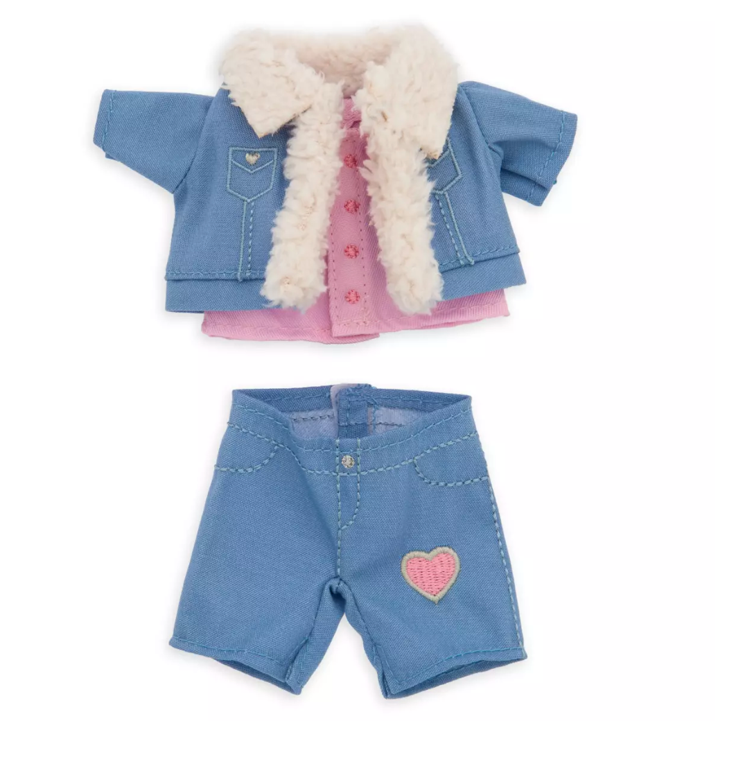 Disney NuiMOs Outfit Valentine's Day Sherpa Lined Heart Denim Jacket Jeans New