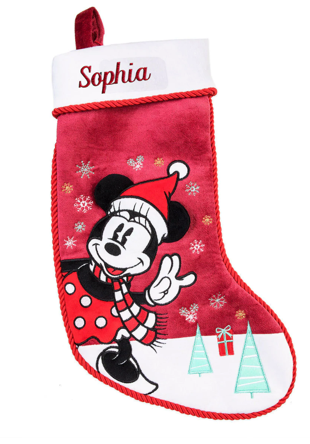Disney Store Minnie Present and Tree Plush Christmas Stocking New with Tags