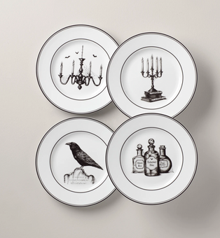 Lenox Halloween Vintage 4 Porcelain Dessert Plate Set New with Box