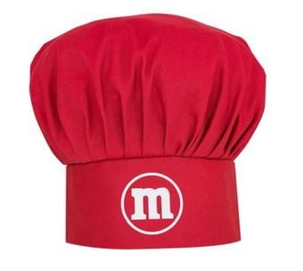 M&M's World Red Chracter Apron and chef Hat Set Adult Size New with Tag