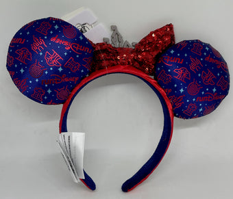 Disney Parks Run 2021 Minnie Mouse Icon Ear Sequined Bow Headband One Size New