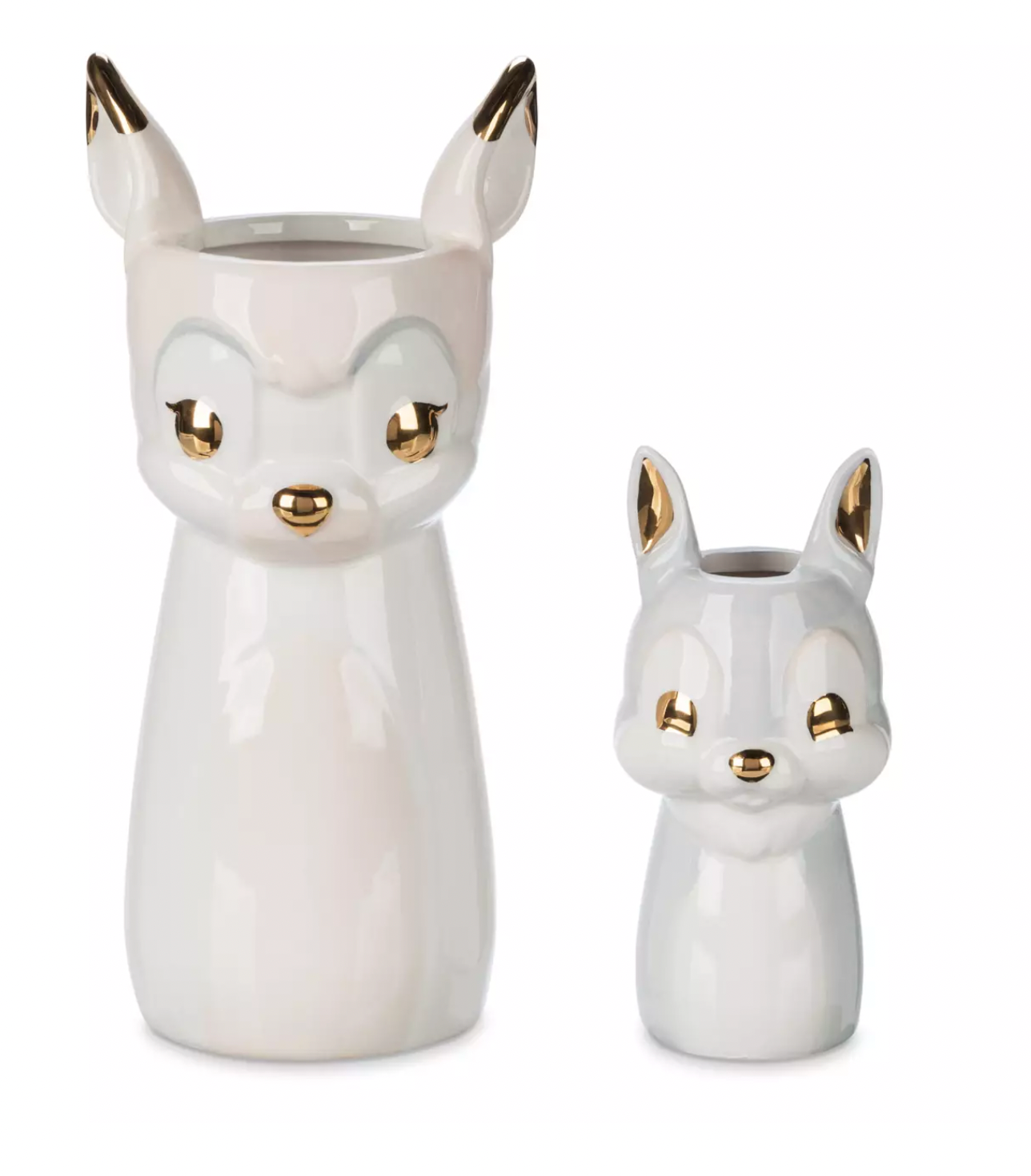 Disney Icy Winter Holiday Bambi and Thumper Ceramic Vase Set New with Box