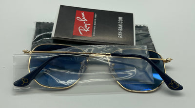 Disney 50th Ray Ban Sunglasses Hexagonal Metal Polar Blue New Cloth Case