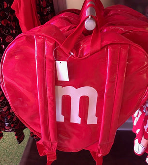 M&M's World Red Valentine Heart Shaped Reversible Backpack New with Tags