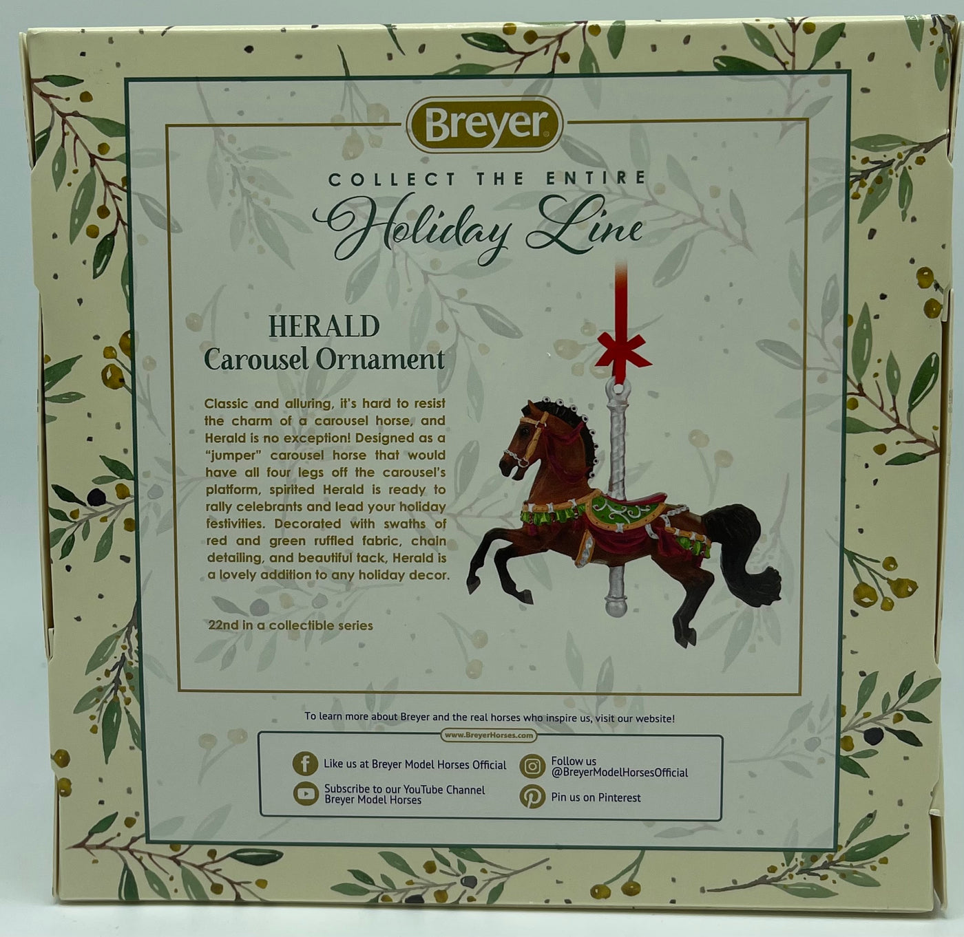 Breyer Horses 2021 Holiday Carousel Herald Christmas Ornament New with Box