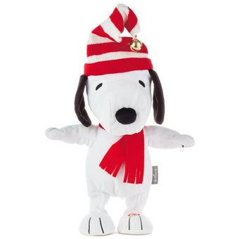 Hallmark Peanuts Snoopy in Stocking Hat Musical Stuffed Animal With Motion New