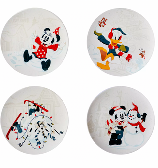 Disney Walt's Holiday Lodge Mickey and Friends Christmas Salad Plate Set New Box