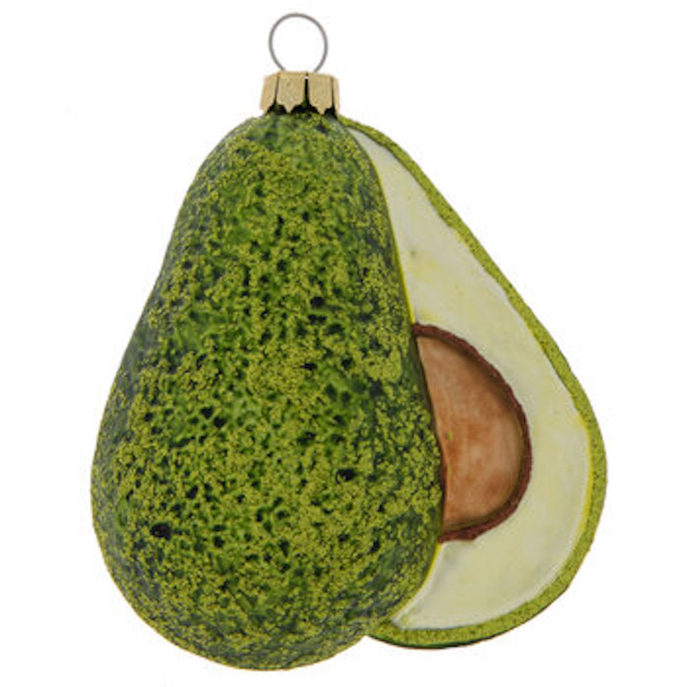 Robert Stanley Glitter Avocado Glass Christmas Ornament New with Tag