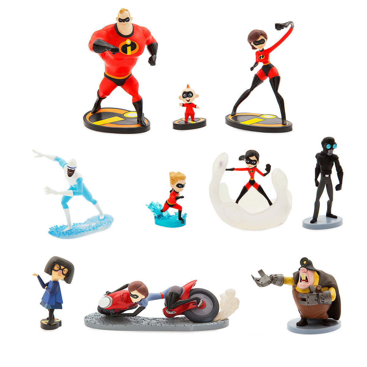 Disney Store Incredibles 2 Deluxe Figure Set 10 Play Set Playset Cake Topper New