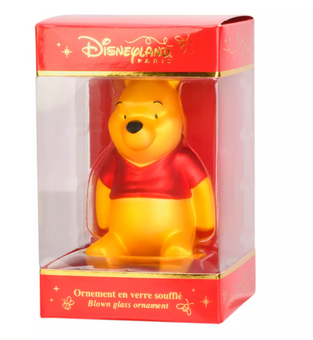 Disney Disneyland Paris Winnie the Pooh Hanging Glass Ornament New with Box